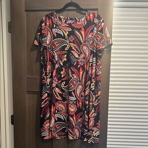 Apt. 9 Black Mini Dress with Red and Yellow Paisley Print